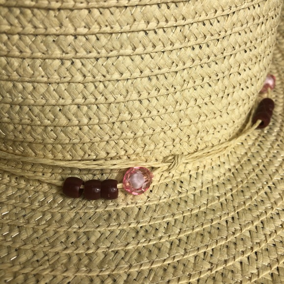 Handwoven Straw Beach Hat With Beads - Picture 4 of 6